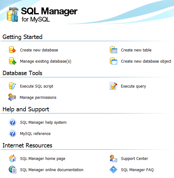 Online Documentation For SQL Manager For MySQL | SQLManager